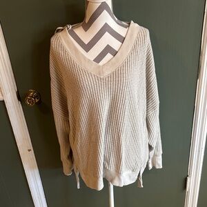 American Eagle Outfitters Cream V-Neck Sweater